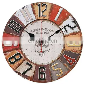 Colorful Vintage Diy Wooden Clock Diy Wall Clock thumbnail-1