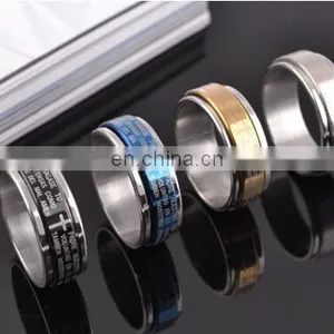 HOT Unisex Titanium Stainless Steel Bible Lord's Prayer Cross Band Ring thumbnail-2