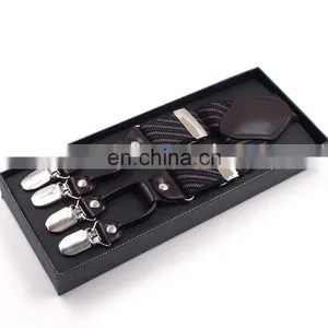 Yiwu Longkang Men's Real Leather 6 Clips Twill Design Printing Suspenders thumbnail-2