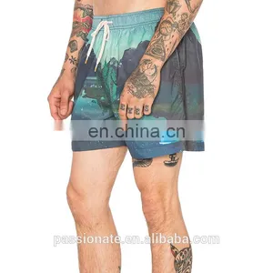100% Polyester Quick Dry Landscape Print Boardshorts thumbnail-2