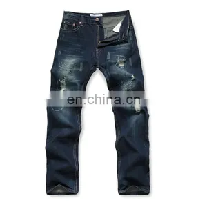 DiZNEW OEM Ripped 12 OZ Denim Custom Design no Brand Men Jeans thumbnail-2