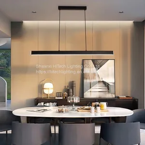 Modern LED Long Pendant Light Linear Hanging Lights Black Brown Pendant Lamp for Dining Room Kitchen Lighting Fixture thumbnail-2