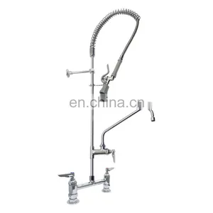 4inch Center Deck Mount Pre-Rinse With Wall Bracket and Add on Faucet With 6inch Spout thumbnail-1