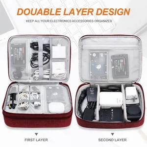 Electronic Bag Travel Cable Accessories Bag Waterproof Double Layer Electronics Organizer Portable Storage Case thumbnail-4