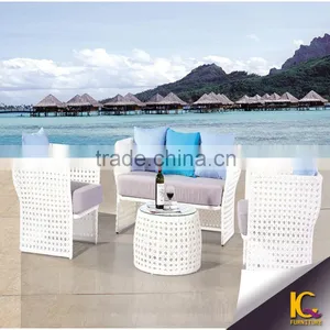 Luxury Outdoor Furniture Garden Cheap Rattan Leisure Sofa Set With Red Cushion thumbnail-3