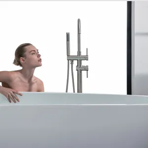 Minimalist Design Smooth Lines Elegant Shape Floor Mounted Bathtub Mixer Series thumbnail-1