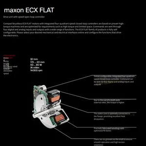 Maxon Ecx Flat 42 m ∅42 Mm, Brushless 120 w, 190 Mnm, 8000 Rpm. All Models Are Supplied With Advantages. thumbnail-1