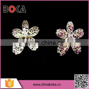 2015 BOKA High Quality Silver Flower Rhinestone Buckle for Ladies Shoes, Rhinestone Shoe Buckle Decorations thumbnail-1