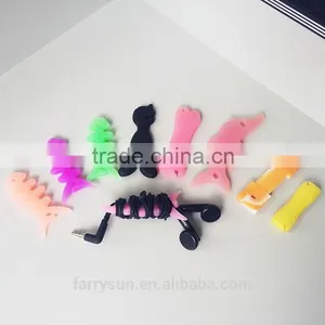 Customized Shape and Logo Soft Silicone Rubber Earphone Cord Cable Winder thumbnail-1