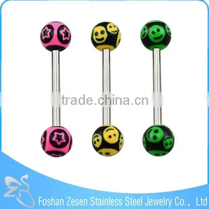 316L Barbell UV Glitter Bioplast Tongue Rings Body Piercing thumbnail-3