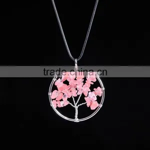 Wholesale New Fashion Red Jasper Natural Stone Tree of Life Necklace Jewelry SMJ0172 thumbnail-5