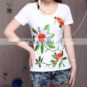 Embroidery Logo Wholesale Plain t Shirts Cheap T-shirts Women thumbnail-2