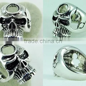 China Supplier Jewelry Popular Wholesale Festival Items Skull Ring Silver Jewelry R39 thumbnail-2