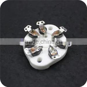 High Temperature Resistance Glazed Ceramic GZC7-1 7 Pins Ceramic Tube Base for Vacuum Tube Socket thumbnail-2