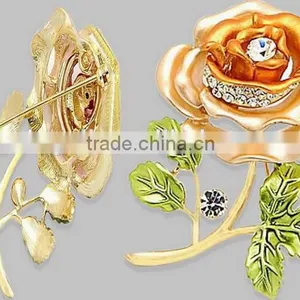 2015 Hottest Purple Red Charmpagne Rose Flower Pin Brooch thumbnail-4