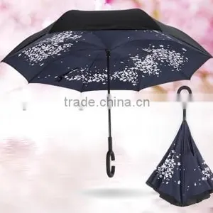 Black Outside C Handle Inverted Advertising/promotion/golf Umbrella thumbnail-4
