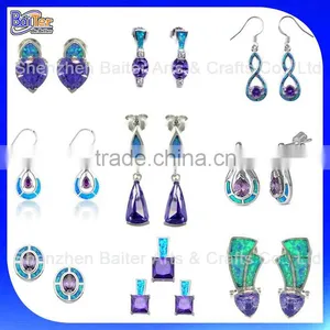 Opal Jewelry Factory!Custom Copper Synthetic Amethyst And Opal Earring Wholesale 925 Sterling Silver Opal Earrings With Amethyst thumbnail-1
