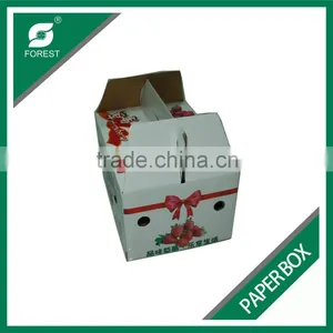CUSTOM PRINTING CARDBOARD PAPER BOX FOR FRUIT AND VEGETABLE CORRUGATED FRUIT PAPER BOX WTIH HANDLE thumbnail-1