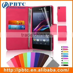 Fancy Rose PU Wallet Waterproof Shockproof Cover Case For Sony Xperia Z1 thumbnail-1