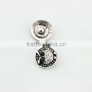 Custom Metal Snap Button White Owl Rhinestone Snap On Interchangeable Snap Jewelry thumbnail-1