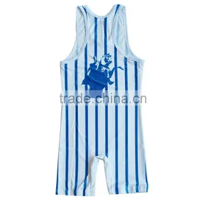 High Quality Sportswear Sublimated Spandex Lycra Wrestling Singlet thumbnail-2