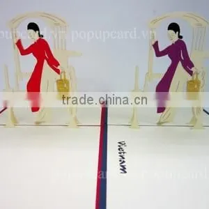Viet Nam Girl and Pedicab Greeting 3d Pop up Card thumbnail-2