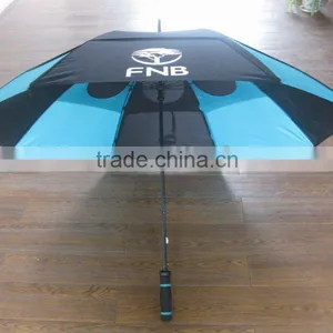 High Quality Two Layers Windproof Auto Open Fiberglass Promotional Umbrella Golf Umbrella thumbnail-1