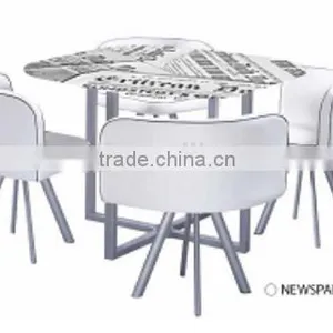 UK NEWSPAPER DESIGN 1+4 DINING SET thumbnail-1