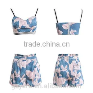 Fashion Women Summer Teen Girls Casual Going Out Printed Sexy Tank Top Pants Beach Shorts Suit for Lady thumbnail-5