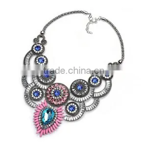 New Design Lady Bib Statement Multi Colours Crystal Luxury Necklace Collar thumbnail-4