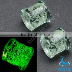Pyrex Glass Ear Plug Body Jewelry 00 Gauge Glow in the Dark Piercings thumbnail-1