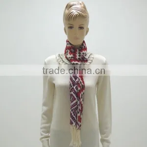 TYSAF031 Hanging Dyeing Scarf/70x190+13x2/100 Wool/Red/Purple/White/Tassels/2014 thumbnail-1
