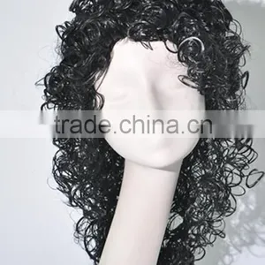Long Black Crazy Afro Curls Wigs Football Fans Wig N344 thumbnail-1