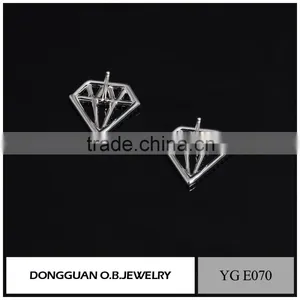 Fashion Diamond Shape Earring Without Stone for Grils Hot Selling Simple Earring thumbnail-3