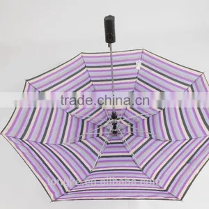 Striped Design Folding Umbrella 2 Fold Striped Patio Umbrellas thumbnail-2