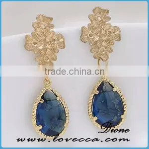 Summer Fashion Women Styles Europe and America Teardrops Stones Earrings thumbnail-3
