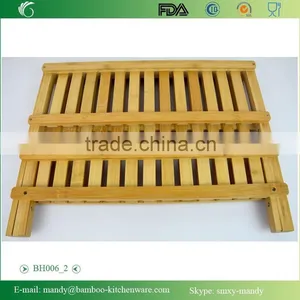 BH006 Foldable Bamboo Dish Rack, Bamboo Kitchenwares Rack thumbnail-3