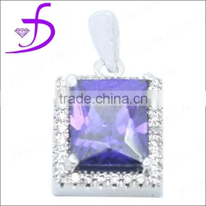925 Sterling Silver Jewelry Single Stone Pendant Wholesale AAA Tanzanite Pendant thumbnail-1
