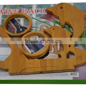 WR002/100% Bamboo Material Hot Sale Dolphin Shaped Bamboo Red Wine Rack thumbnail-4