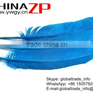 ZPDECOR Wholesale Best Selling Feather Size From 30cm-35cm Dyed Turquoise Blue Solid Color Turkey Wing Feathers thumbnail-3