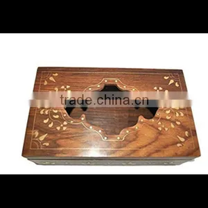 Laser Carved High Quality Customized Desktop Decoration Wooden Tissue Storage Box thumbnail-6