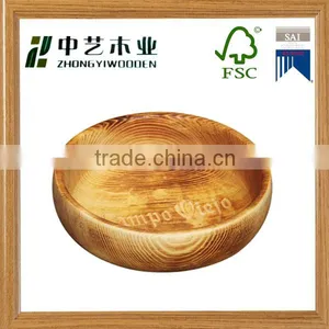 Hot Sale High Quality Bright Eco-friendly Lacquer Food Grade Pine Wooden Bowl thumbnail-4