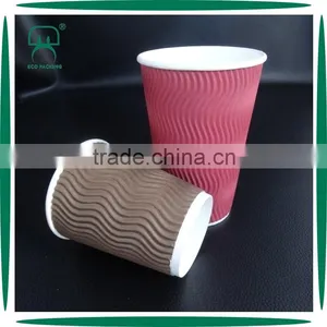 Custom Logo Hot Drinking 12 oz Coffee Ripple Wall Paper Cup thumbnail-1