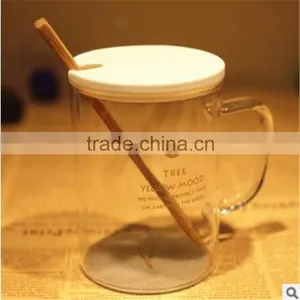 400ml Heat-resistant Borosilicate Glass Cup With Plastic Lid and Bamboo Spoon thumbnail-4