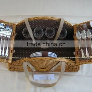 Semi-circle Wicker Picnic Basket for Four thumbnail-1