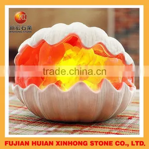 Himalayan Floor Salt Crystal Lamp for Home With Wooden Base Design thumbnail-2