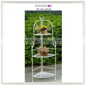 Antique White Metal Flower Pot Shelf thumbnail-1