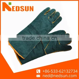 Green Cowhide Split Full Palm Leather Welding Gloves thumbnail-1
