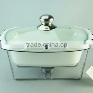 Porcelain Casserole With Chrome Stand thumbnail-1
