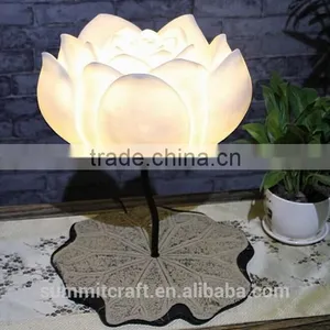 Resin Decorative Purity White Lotus Flower Table Desk Lamp thumbnail-1